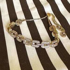 Henri Bendel Pave Ribbon Slider Bracelet in Gold NWOT